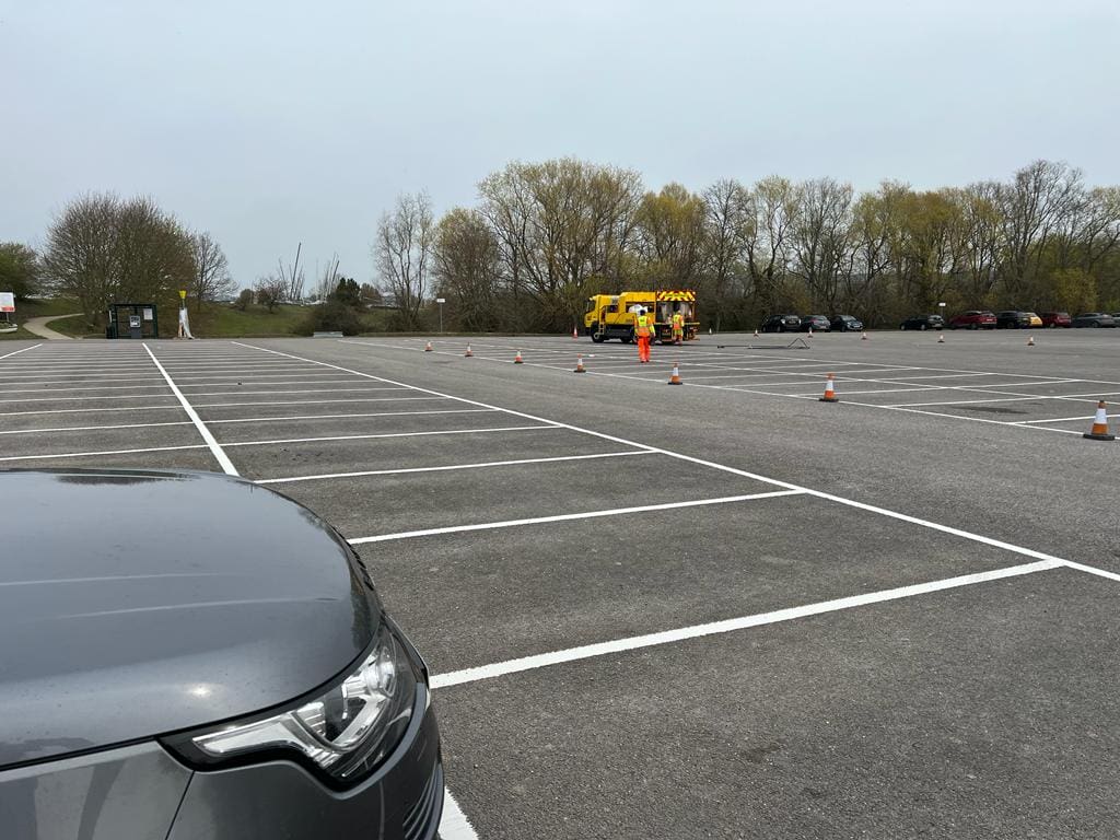 Line marking for a car park in West London
